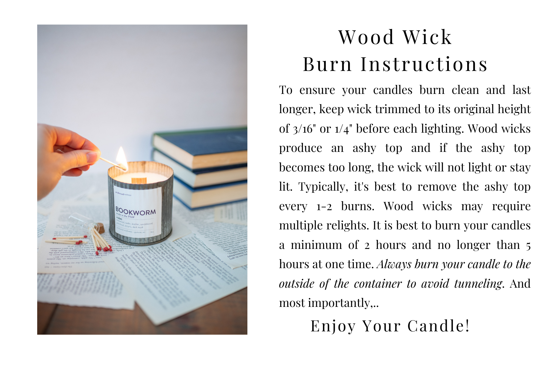 Burn Instructions for Anchored Northwest Woodwick Candles